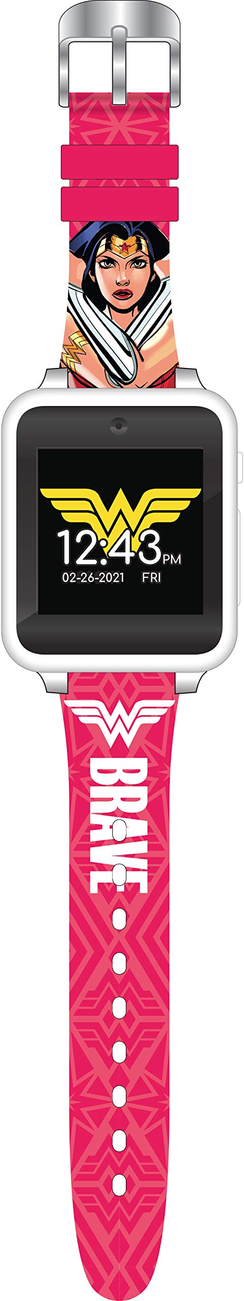 Wonder Woman Kids Smart Watch - Interactive Touchscreen With Games, Selfie Camera, Voice Recorder, Step Counter, Alarm, Stopwatc